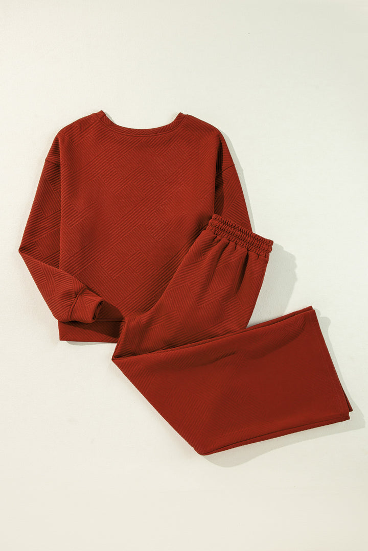 Red Dahlia Ultra Loose Textured 2pcs Slouchy Outfit