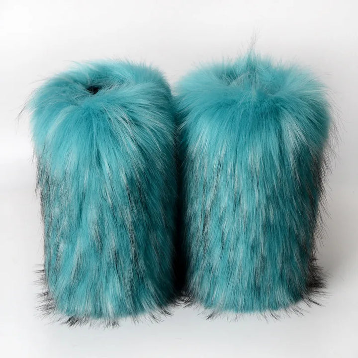 Women's Winter Snow Boots - Outdoor Luxury with Faux Fox Fur, Plush Warmth, and Fashionable Platform Design