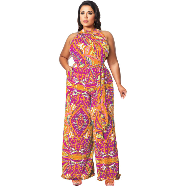 5XL Orange Paisley Jumpsuit