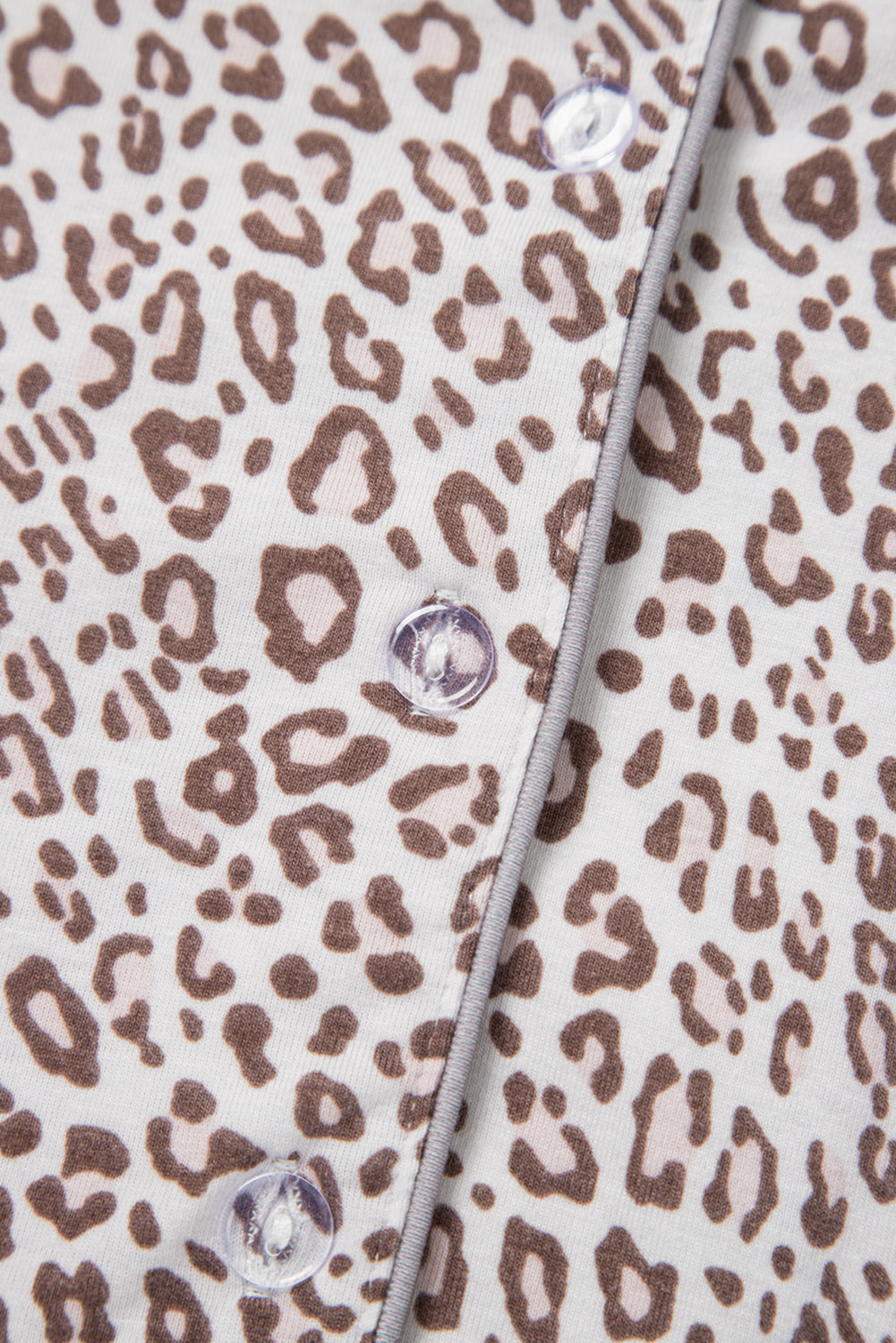 White Leopard Print Long Sleeve and Pants Pajamas Set