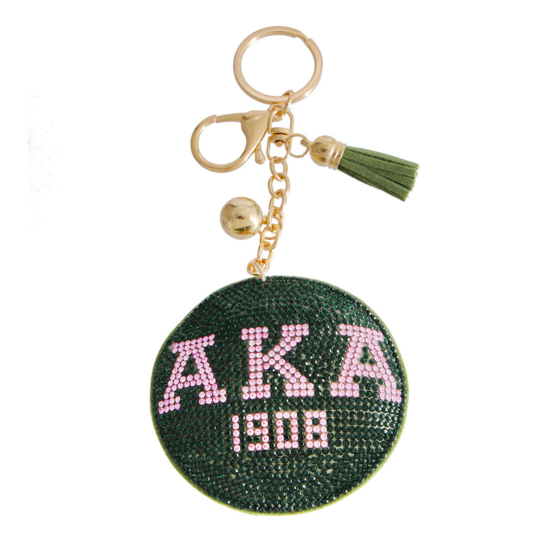 AKA Pink Green Padded Sorority Keychain