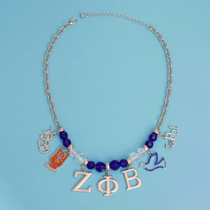 Blue Clear Bead Zeta Necklace