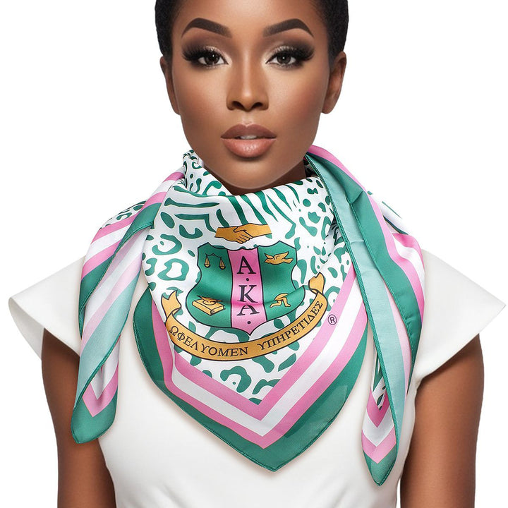 AKA Sorority Animal Print Square Scarf for Women