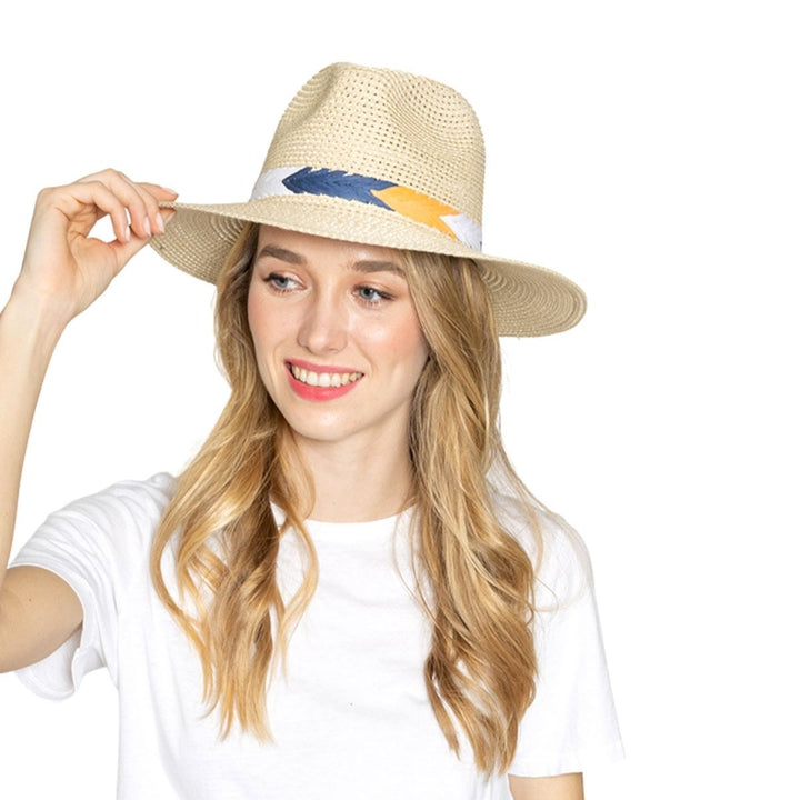 Ivory Chevron Band Panama Hat